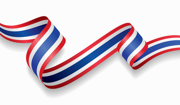 Thai flag wavy abstract background. Vector illustration.