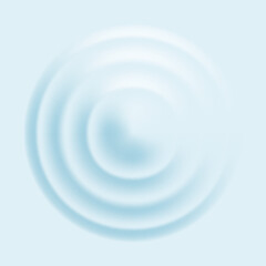 Water ripple effect top view. Realistic caustic drop or sound wave splash effect, concentric circles in puddle. Vector round wave surface