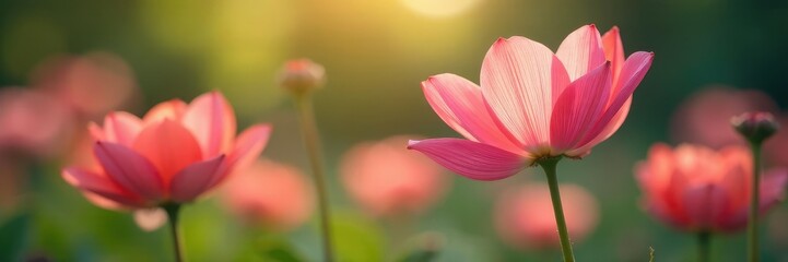 A gentle breeze stirs the petals of a tranquil floral garden, flower, peaceful