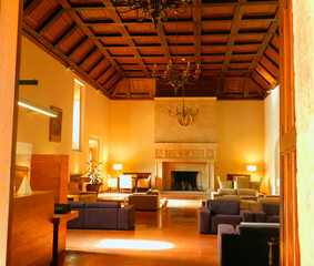 details in the Medieval College Archbishop Fonseca in Salamanca, Castile and Leon, Spain