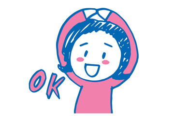 OKサインを出すかわいい女性の手描きイラスト