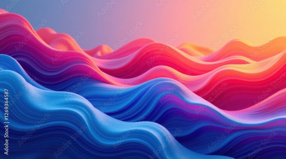 Aufkleber Abstract Colorful Waves A Serene Visual Representation of Flowing Energy and Dynamic Movement