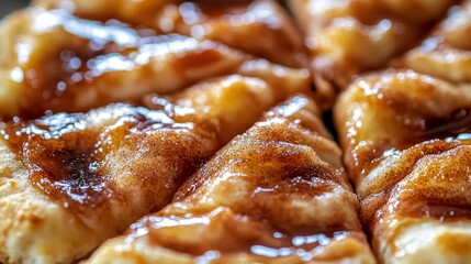 An enticing close-up of delicious pie slices adorned with a glossy glaze, highlighting a sweet treat that promises a rich flavor experience and culinary delight.