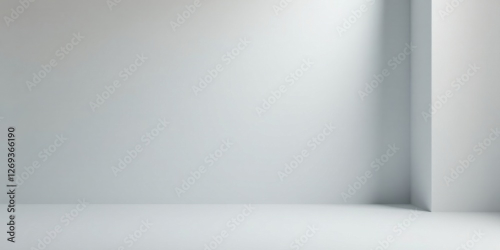 Poster a simple minimalist interior corner with a subtle light source, perfect for product placement and de