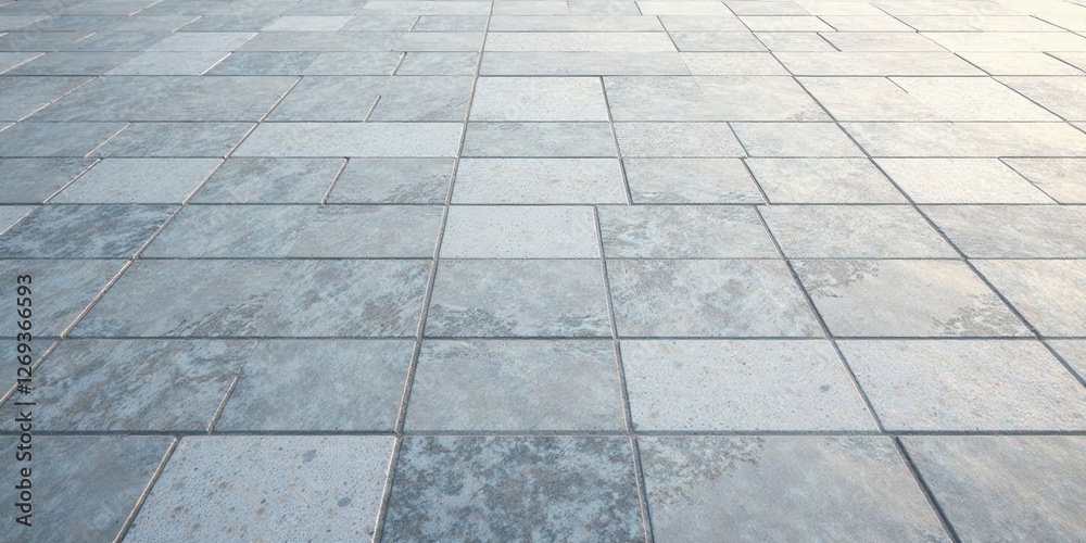 Poster a perspective view of a clean, gray stone pavement surface with subtle textured tiles