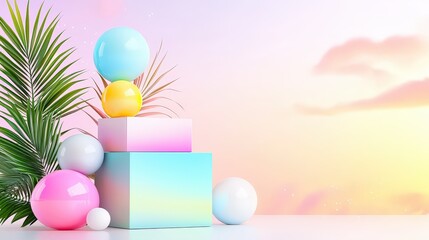 A modern 3D minimal packaging design with soft gradient colors, placed on a flat white surface, clean and professional look, simple rectangular box with high-end branding, professional stock