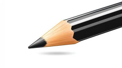 Fototapeta premium A detailed image of a glossy black pencil, sharpened to a fine point, set against a white background, emphasizing its vibrant appearance