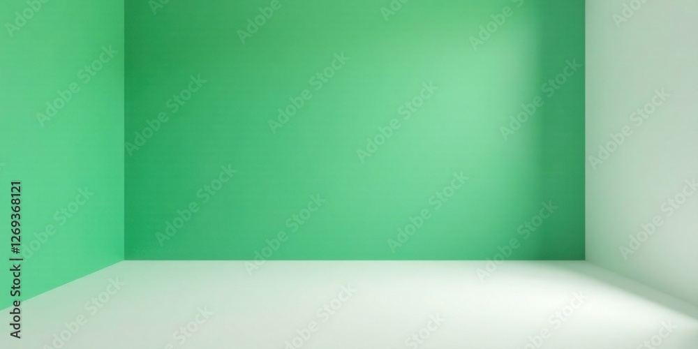 Poster empty room corner with light green walls and white floor ideal for product placement and backgrounds
