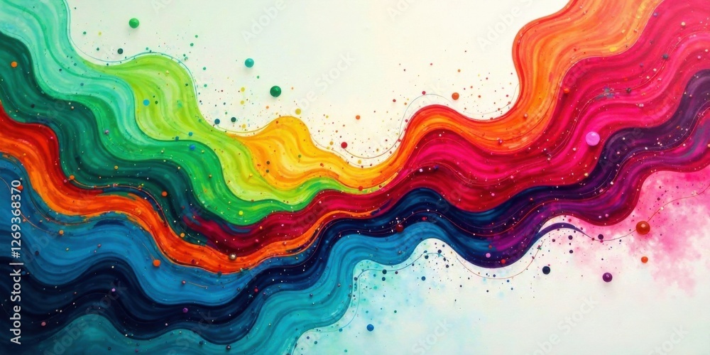 Aufkleber vibrant hues flowing in rhythmic waves of color, a captivating abstract painting featuring a spectru