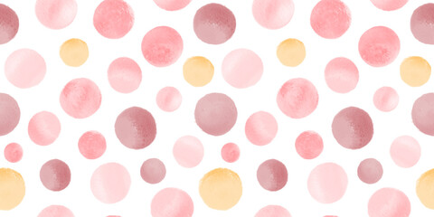 Watercolor circles abstract seamless pattern background 