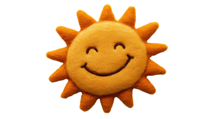 Smiling Felt Sun Patch - Warm Cloth Accessory for Craft Projects, Home Decor, and Kids' Activities