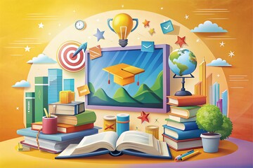 Vision Board: Academic & Educational Goals, Diplomas, Books, Library, Success