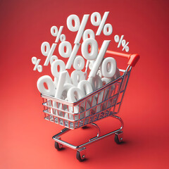 shopping cart with percent sign