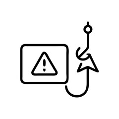 Clean Phishing Hook Icon Vector - Minimalist Warning for Social Engineering Scams.