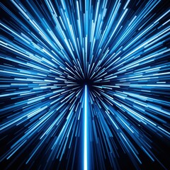 Dynamic Blue Light Rays Explosion with Radiating Lines in a Dark Background for Abstract and Technology Themes