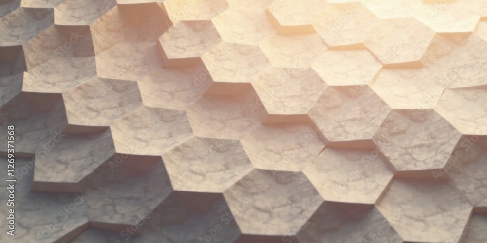Aufkleber Abstract Beige Hexagonal Pattern Background Texture with Subtle Light and Shadow Effects