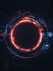 Fototapeta premium Abstract glowing digital circle on dark background. Technology and communication concept. 3D Rendering
