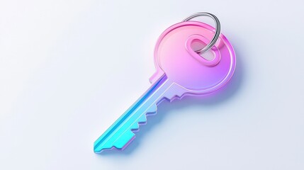 A stylish 3D key icon with a soft gradient finish, isolated on a clean white background. Symbolizing access, keys, and security in a simple yet impactful design.