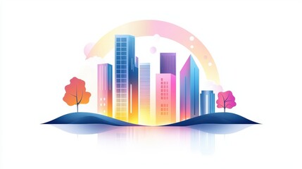 A stylish vector 3D apartment icon with a minimal gradient finish, placed against a white background. This modern design represents residential properties in digital marketing and real estate content.