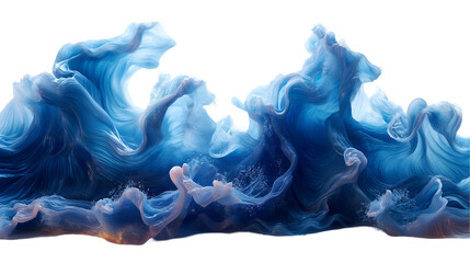 Blue Ocean Waves Abstract Swirling Design, Modern Artistic Background, isolated on transparent background.
