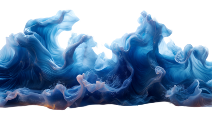 Blue Ocean Waves Abstract Swirling Design, Modern Artistic Background, isolated on transparent background.