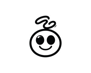 Minimal line art funny cartoon outline logo design vector illustration.
