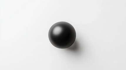 Black Sphere on a Bright Surface Top View with Ample Copy Space for Design