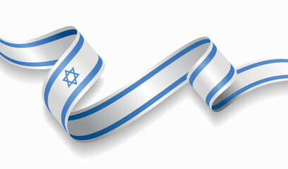 Israeli flag wavy abstract background. Vector illustration.
