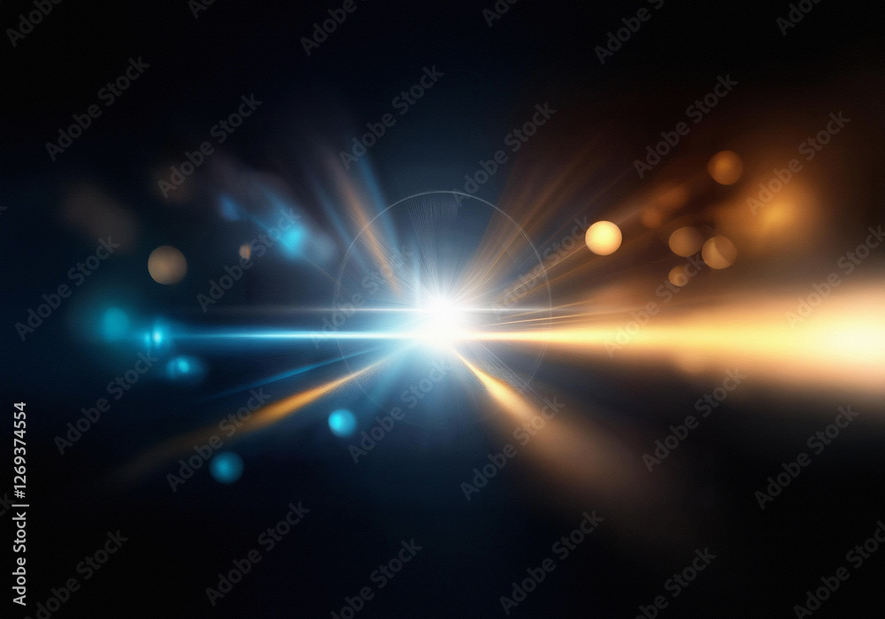 Poster Abstract background with a glowing light source in the center and a blur of light in the background.