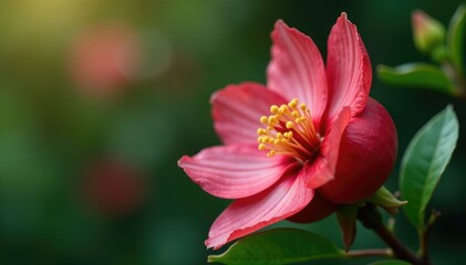 Obraz premium Single pomegranate blossom with delicate sepals, single, delicate, botanical