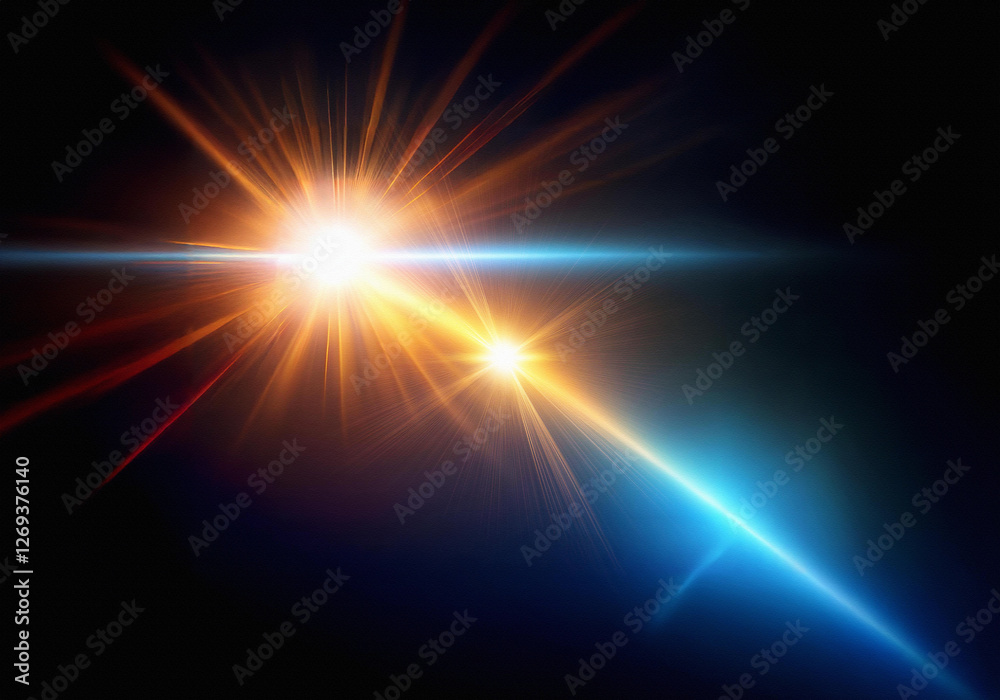 Aufkleber A bright light source radiating from the center of the image, casting rays of light outward, creating a sense of energy and explosion.