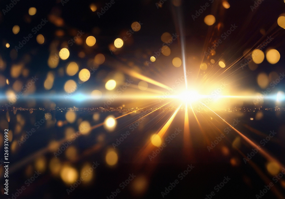 Aufkleber golden bokeh lights create a sparkling backdrop, illuminating a dark surface with a warm glow.