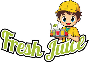 Fruit Juice Shop Mascot, Vector Logo Design