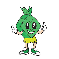Ketupat rice mascot hand drawing celebration eid