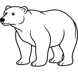 Simple majestic ferocious wild polar bear full body, face, black and white symbol design elegant logo premium luxury brand identity icon silhouette vector image illustration template outline.
