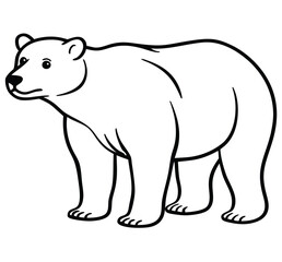 Simple majestic ferocious wild polar bear full body, face, black and white symbol design elegant logo premium luxury brand identity icon silhouette vector image illustration template outline.