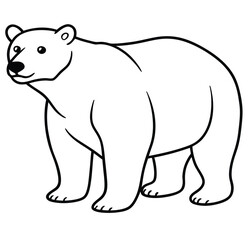 Simple majestic ferocious wild polar bear full body, face, black and white symbol design elegant logo premium luxury brand identity icon silhouette vector image illustration template outline.