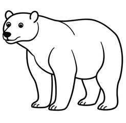 Simple majestic ferocious wild polar bear full body, face, black and white symbol design elegant logo premium luxury brand identity icon silhouette vector image illustration template outline.