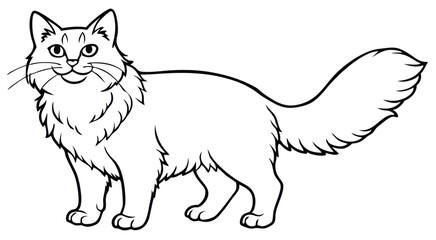 Obraz premium Adorable cute fluffy Maine Coon cat hand drawn icon cartoon character line art vector illustration outline image
