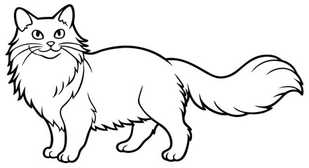 Adorable cute fluffy Maine Coon cat hand drawn icon cartoon character line art vector illustration outline image