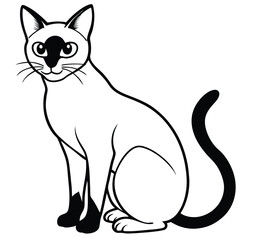 Obraz premium Elegant Siamese Cat Line Art Illustration for Modern Designs mascot logo symbol design elegant logo premium luxury brand identity icon silhouette vector image 
