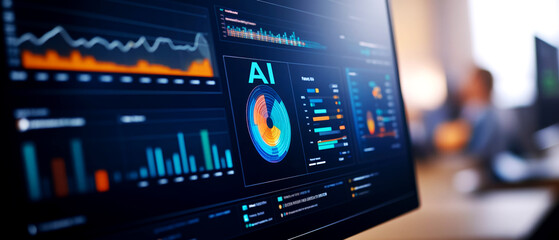 Ai innovation trends for 2025 analyzing data visualizations in business environments urban office spaces and futuristic concepts