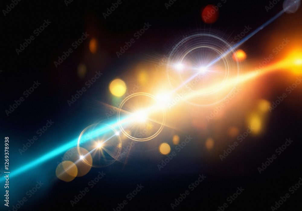 Poster abstract image showcasing vibrant light trails and glowing orbs against a stark black background. th