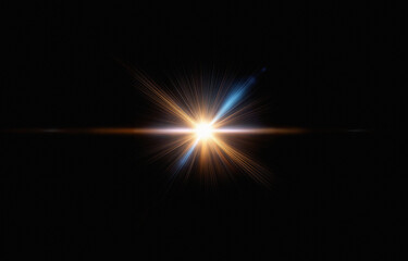 A bright golden star bursts outward from the center of the frame against a black background.