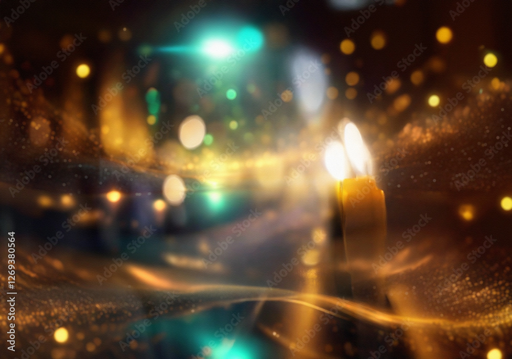 Leinwandbilder abstract background with a bokeh effect featuring soft gold and green lights.