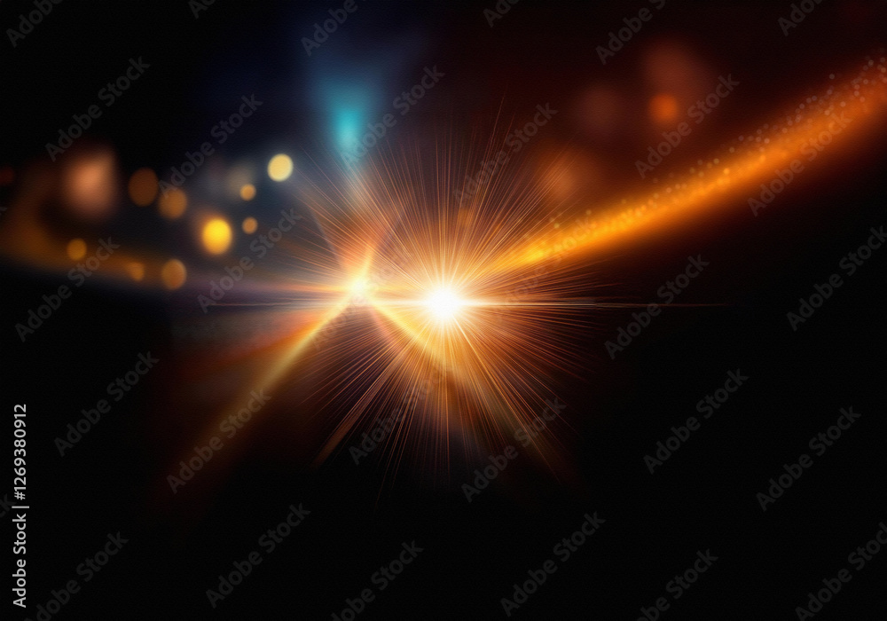 Aufkleber a bright light shines from the center of the image, radiating outward with a soft, glowing path, cre