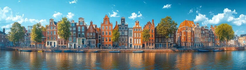 Colorful Amsterdam canal scene