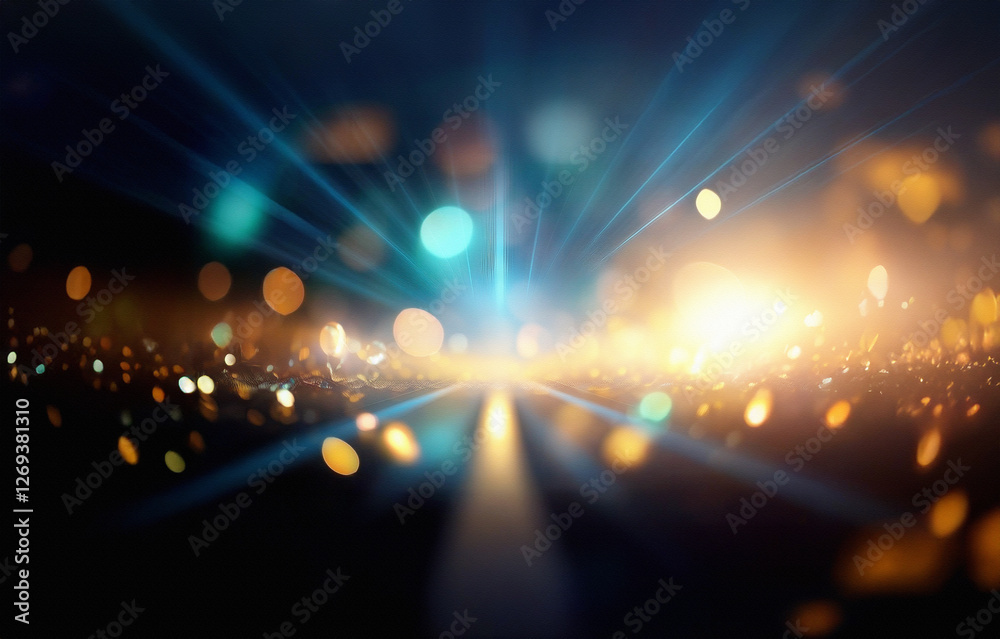 Poster abstract light streaks converge to form a radiant glow at the center of the image.