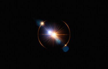 Obraz premium A bright light in the shape of a ring shines in the center of a black background.