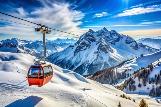 Winter Gondola Lift, Pyrenees Mountains, Andorra, Snow, Ski Resort
